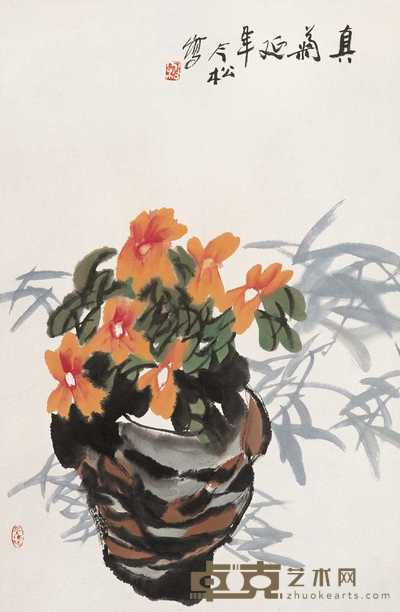 冯今松 真菊延年 镜片 69×45cm